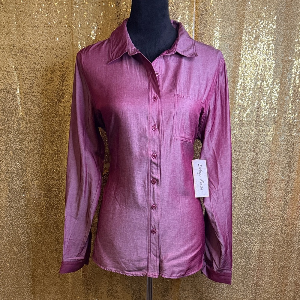 Elegant Mauve Button Down Shirt for Women